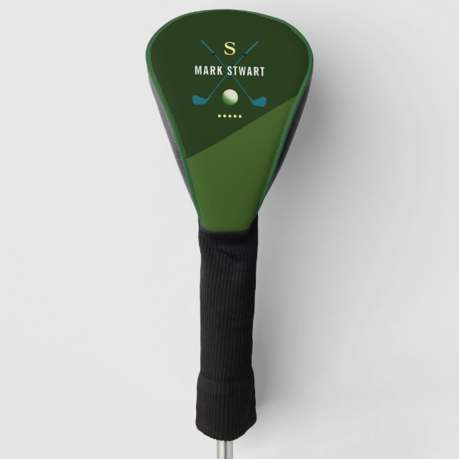 Golfschläger, Name + Anfangsbezeichnung auf grün m Golf Headcover (Vorderseite)