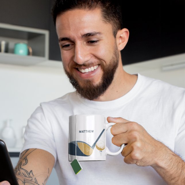Golfschläger und Ball Personalisierter Name des Go Kaffeetasse (Von Creator hochgeladen)