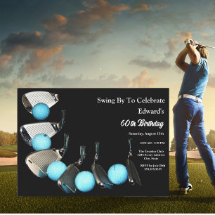 Golfschläger und Bälle Abstrakter Geburtstag Einladung