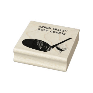 Golfschläger und Golfball mit individuellem Text Gummistempel
