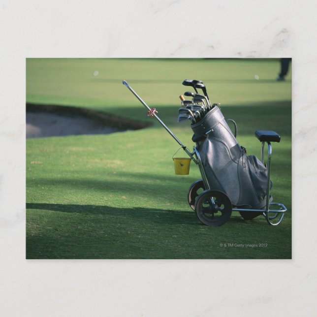Golfschläger und Golftasche Postkarte (Vorderseite)