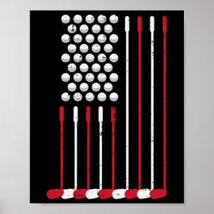 Golfschläger US-Flagge 4. Juli Patriotischer Golfe Poster
