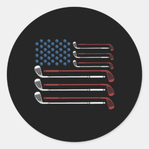 Golfschläger USA-Flagge Rot Weiß Und Blau  Runder Aufkleber