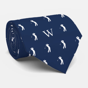 Golfschwung Monogramm Anfangsbuchstaben Marineblau Krawatte