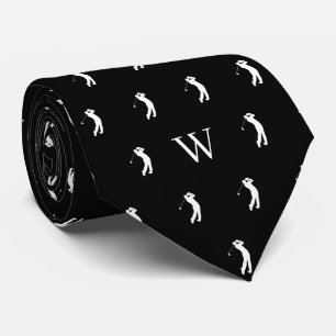 Golfschwung Monogrammierte Initialen Schwarz und W Krawatte