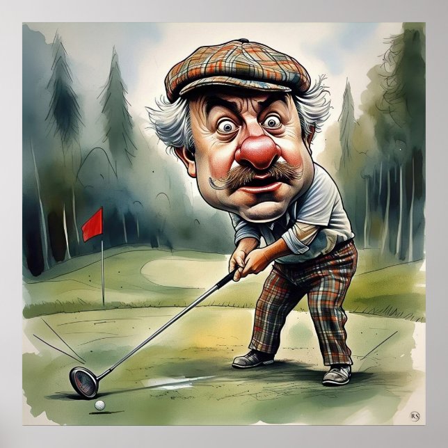 Golfspiel Finesse - Grosse Golf Art Printing Poster (Vorne)