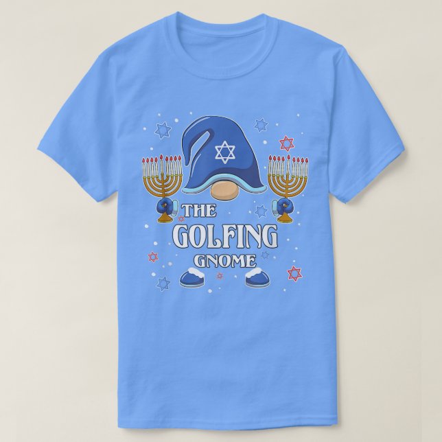 Golfspiel Gnome Hanukkah Matching Family Pajama T-Shirt (Design vorne)