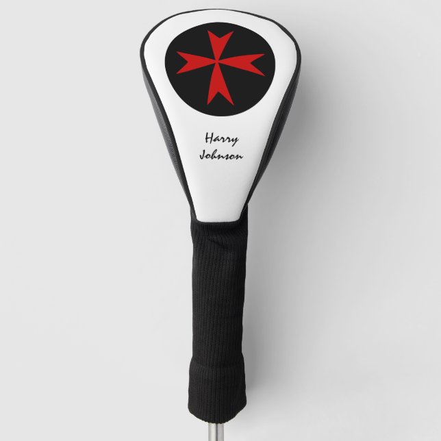 Golfspielen auf Malta und mit Monogramm Malteserkr Golf Headcover (Vorderseite)