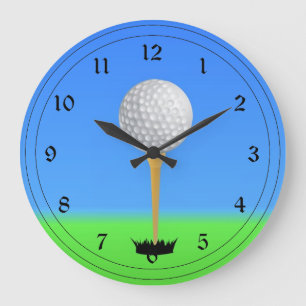 Golfspielen - Golf Ball auf einem T-Shirt Große Wanduhr