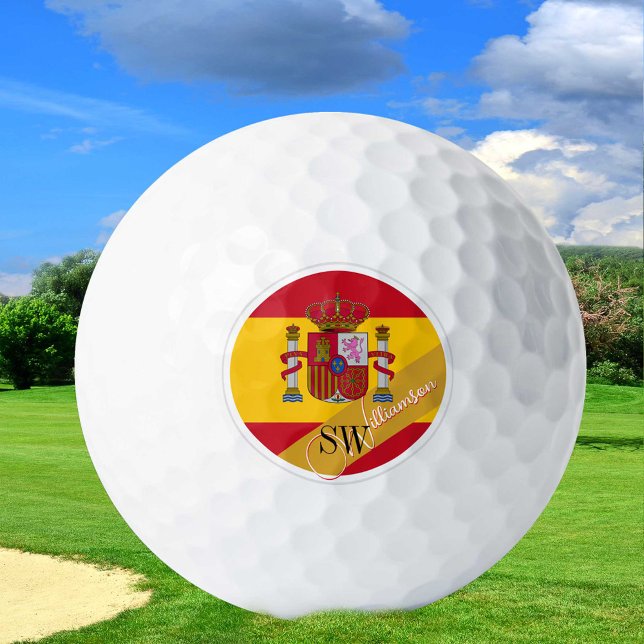 Golfspielen Spanien & Monogram, Spanische Flagge / Golfball (Von Creator hochgeladen)