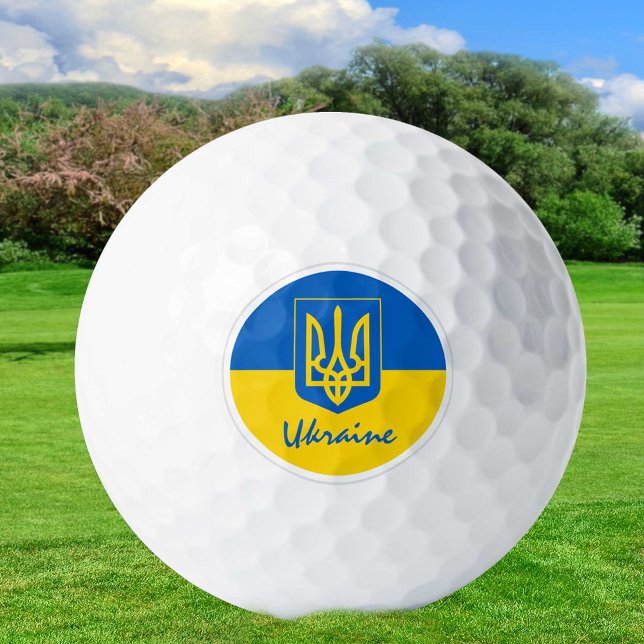 Golfspielen Ukraine und ukrainische Flagge / Golf  Golfball (Von Creator hochgeladen)