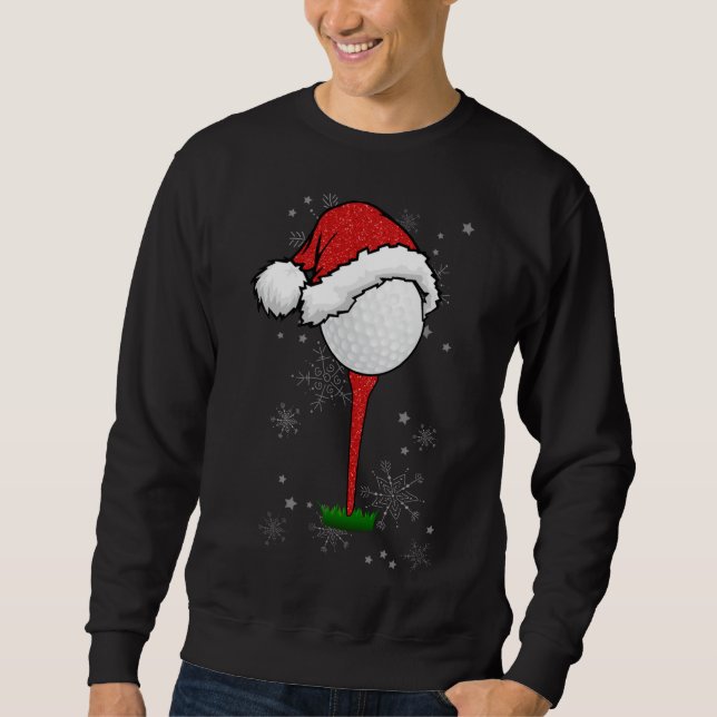 Golfspielen Weihnachten Urlaub Golf Ball Hat Santa Sweatshirt (Vorderseite)
