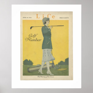 Golfspielende Frau Vintage Life Poster Juni 1921
