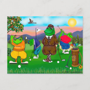 Golfspielende Frösche - Turnier Postkarte