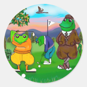 Golfspielende Frösche - Turnier Runder Aufkleber