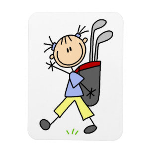 Golfspielendes Mädchen mit Tasche und Schlägern Magnet