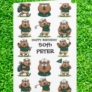 Golfspielendes Wombat-Themenfest Karte