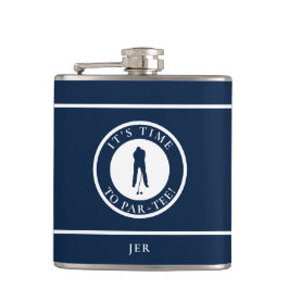 Golfspieler Abschlag Lustiger Golf Monogramm Humor Flachmann