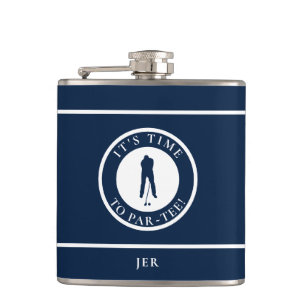 Golfspieler Abschlag Lustiger Golf Monogramm Humor Flachmann
