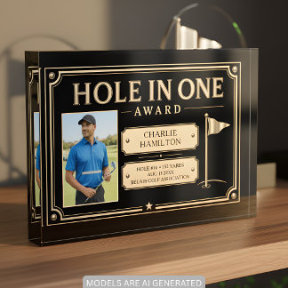 Golfspieler Anerkennung für Hole In One Fotoblock