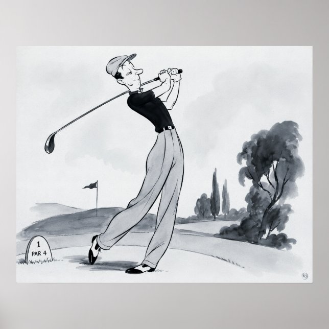 Golfspieler Archivdruck Poster (Vorne)