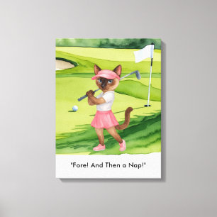 Golfspieler befindet sich auf dem Putting Green fü Leinwanddruck