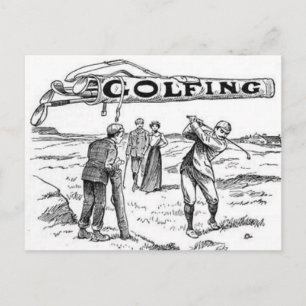 Golfspieler beim Golfturnier Vintage Postkarte