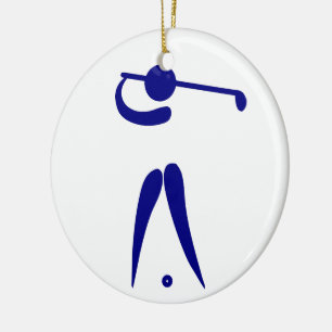 Golfspieler Blau Weiße Sportart, Text und Farbe hi Keramikornament