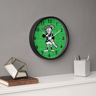 Golfspieler Cartoon Wanduhr