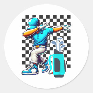 Golfspieler Dabbing Golfer Golfspielen Funny Boys Runder Aufkleber