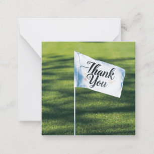Golfspieler Danke Wort auf Flagge Mitteilungskarte
