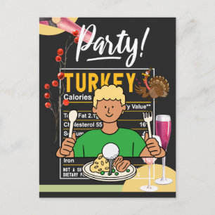Golfspieler Erntedank essen Kugel Truthahn lustig Postkarte