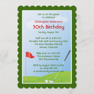 Golfspieler-Golf-Golf spielender Ball-und Einladung