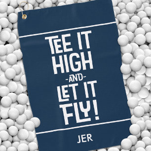 Golfspieler Golf Tee Humor Spaß Monogramm Navy Bla Golfhandtuch
