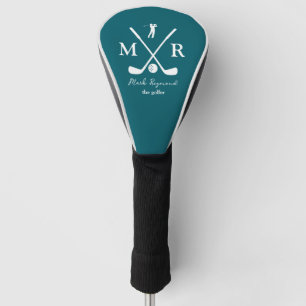 Golfspieler . Golfspieler-Monogramm dunkles Teal Golf Headcover