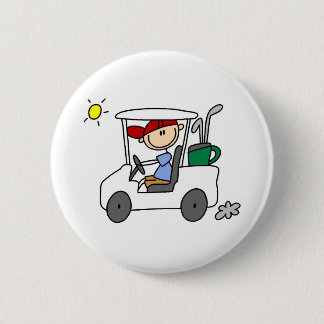 Golfspieler im Golfmobil Button