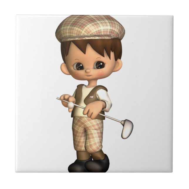 Golfspieler-Karikatur-Fliese Fliese (Vorderseite)