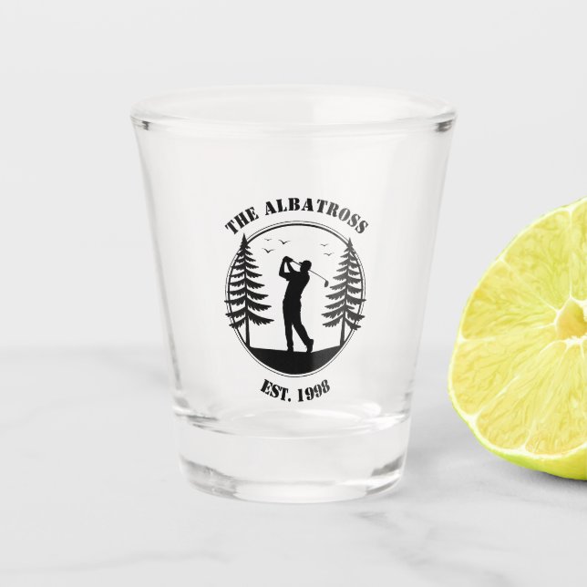 Golfspieler Kiefern Name hinzufügen  Schnapsglas (Vorderseite)