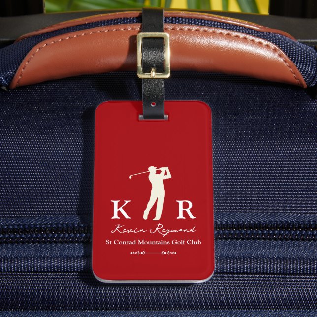 Golfspieler Klassisch rote Golfer Gepäckanhänger (Vorderseite Insitu 2)