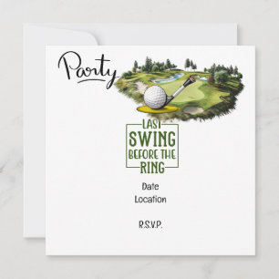 Golfspieler letzter Schwung vor dem Ring Junggesel Save The Date