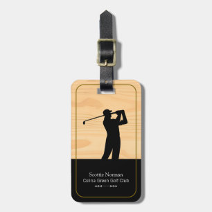Golfspieler Mann mit Golfschläger holzartig Gepäckanhänger
