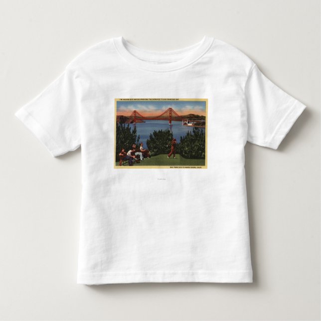 Golfspieler mit Golden gate bridge im Hintergrund Kleinkind T-shirt (Vorderseite)