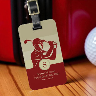 Golfspieler mit Golfschläger Elegant Rot Gepäckanhänger