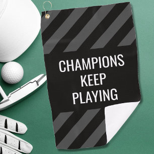 Golfspieler Modern Schwarz Inspirierendes Zitat Golfhandtuch
