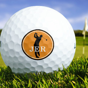 Golfspieler Modern Sports Monogramm Orange Schwarz Golfball