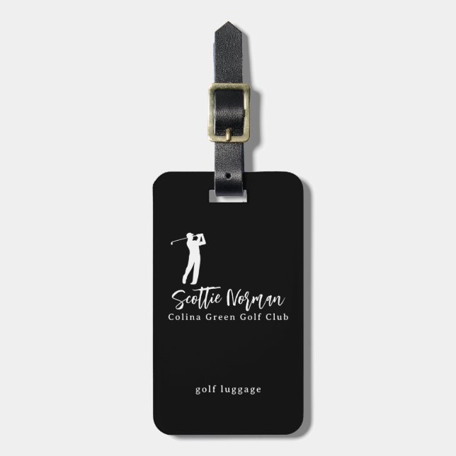 Golfspieler-Name in Schwarzweiß  Gepäckanhänger (Vorderseite vertikal)