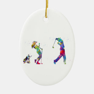 Golfspieler-Paar Keramik Ornament