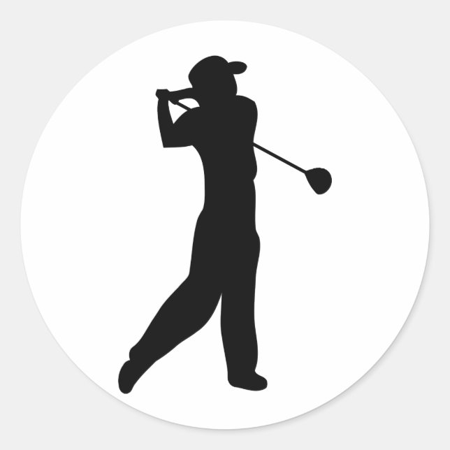Golfspieler Runder Aufkleber (Vorderseite)