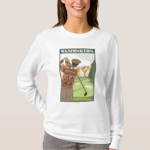 Golfspieler SceneWashingtonVintage Reise-Plakat T-Shirt