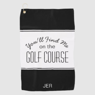 Golfspieler Schwarz-Weiß-Golfplatz Zitat Monogramm Golfhandtuch